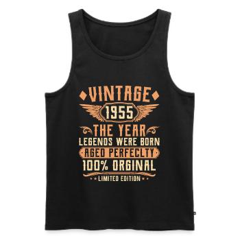 70e anniversaire Vintage - Année de naissance 1955 - Débardeur bio Premium Homme - noir - Devant - Michal (187cm)