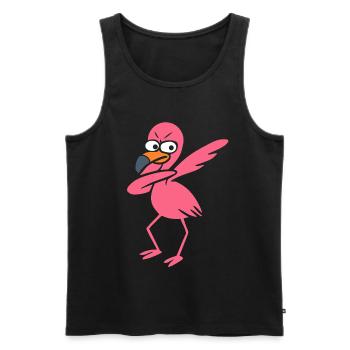 Tanzende Flamingo Dabbing  - Männer Premium Bio Tank Top - Schwarz - Vorne - Michal (187cm)