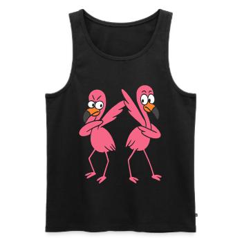 Zwei lustige tanzende Flamingos, Dabbing Giraffen - Männer Premium Bio Tank Top - Schwarz - Vorne - Michal (187cm)