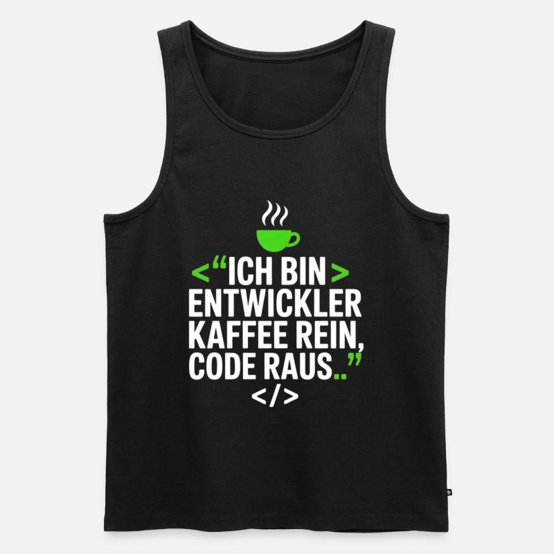 Entwickler Kaffee Spruch - Männer Premium Bio Tank Top - Schwarz