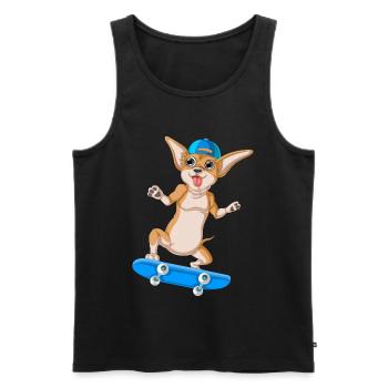 mignon chihuahua skateboard chien dessin animé drôle - Débardeur bio Premium Homme - noir - Devant - Michal (187cm)