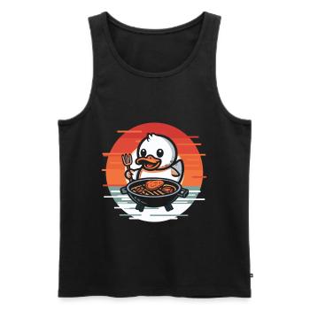 Grillen Ente Gummiente Badeente Barbeque Grill - Männer Premium Bio Tank Top - Schwarz - Vorne - Michal (187cm)