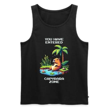 Betritt die Capybara-Zone | Capybara & Chill - Männer Premium Bio Tank Top - Schwarz - Vorne - AI Model Male 178 light (178cm)