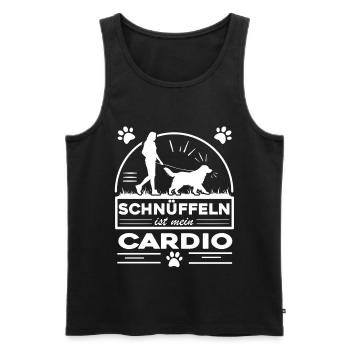Mantrailing - Schnüffeln ist mein Cardio - Männer Premium Bio Tank Top - Schwarz - Vorne - Michal (187cm)