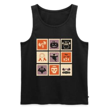 Icônes d’Halloween effrayantes sur Retro Design - Débardeur bio Premium Homme - noir - Devant - Michal (187cm)