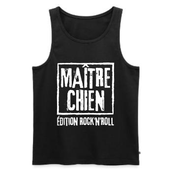 Maitre Chien edition Rock - Débardeur bio Premium Homme - noir - Devant - AI Model Male 178 light (178cm)