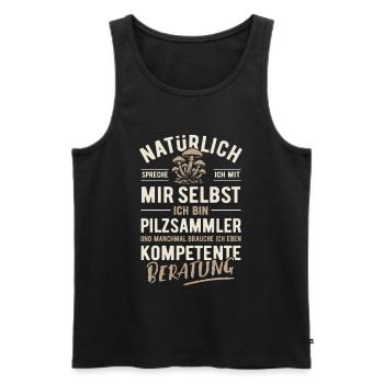 Bien sûr, je me parle à moi-même - cueilleur de champignons - Débardeur bio Premium Homme - noir - Devant - AI Model Male 178 light (178cm)