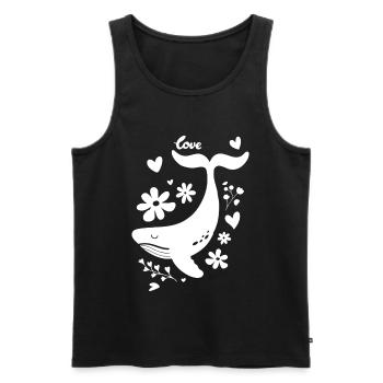 Verspielter Wal mit Blumen und Herzmotiven - Männer Premium Bio Tank Top - Schwarz - Vorne - AI Model Male 178 light (178cm)