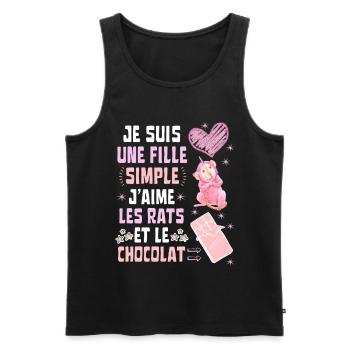 Je suis une fille Simple Rats et Chocolat - Débardeur bio Premium Homme - noir - Devant - Michal (187cm)