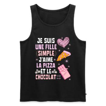 Je suis une fille Simple Pizza et Chocolat - Débardeur bio Premium Homme - noir - Devant - Michal (187cm)