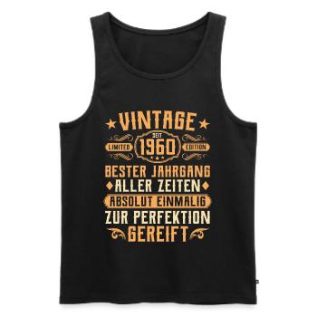 Vintage 1960 year of birth - 65th birthday - Men's Premium Organic Tank Top - black - Front - Michal (187cm)