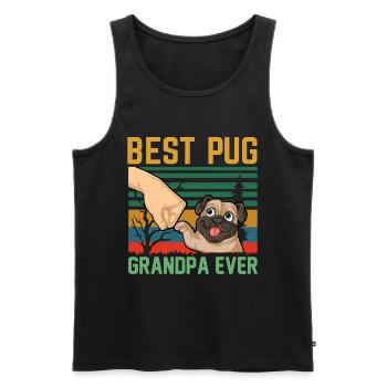 Bestes Mops-Grandpa-Shirt aller Zeiten – Vintage-Vatertag - Männer Premium Bio Tank Top - Schwarz - Vorne - AI Model Male 178 light (178cm)