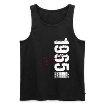 60. Geburtstag Original September Jahrgang 1965  - Männer Premium Bio Tank Top - Schwarz - Vorne - Michal (187cm)