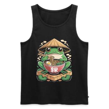 Niedlicher Frosch mit Ramen und Strohhut - Männer Premium Bio Tank Top - Schwarz - Vorne - AI Model Male 178 light (178cm)