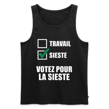 Stimmen Sie für das Humor Office Nap ab - Männer Premium Bio Tank Top - Schwarz - Vorne - AI Model Male 178 light (178cm)