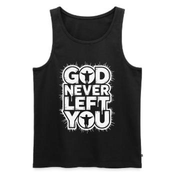 God Never Left You Design - Männer Premium Bio Tank Top - Schwarz - Vorne - AI Model Male 178 light (178cm)