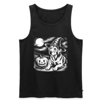 Dog decoration with witch hat and pumpkin - Labrador - Men's Premium Organic Tank Top - black - Front - Michal (187cm)