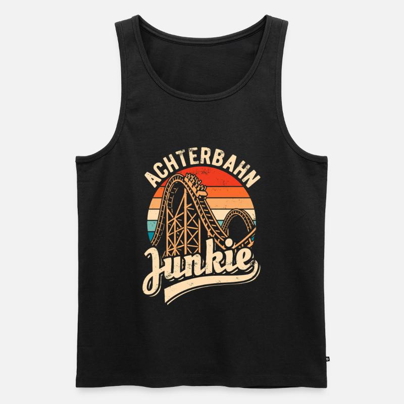 Achterbahn Junkie - Adrenalin Fan - Looping - Männer Premium Bio Tank Top - Schwarz