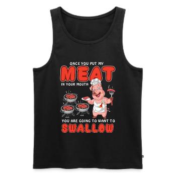 Funny Pork Pig Grilling BBQ Shirt – Adult Humor - Men's Premium Organic Tank Top - black - Front - Michal (187cm)