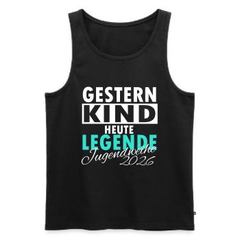 Youth Consecration 2026 Yesterday Child Today Legend - Men's Premium Organic Tank Top - black - Front - AI Model Male 178 light (178cm)