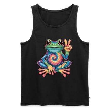 Grenouille Tie-Dye Hippie Peace Sign - Débardeur bio Premium Homme - noir - Devant - Michal (187cm)