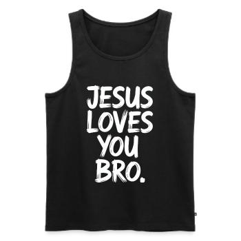 Jesus Loves You Brother Inspirational Message - Men's Premium Organic Tank Top - black - Front - AI Model Male 178 light (178cm)
