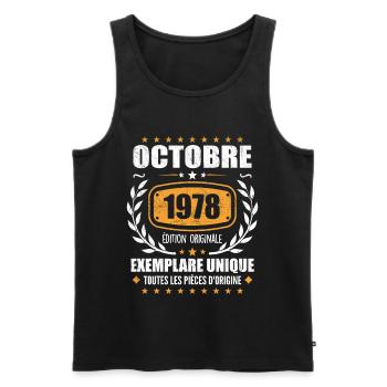 Vintage Octobre 1978, Cadeau Rétro Octobre 1978 - Débardeur bio Premium Homme - noir - Devant - Michal (187cm)