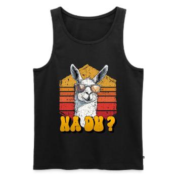 Alpaka Fan NA DU? Retro Lama Lustiges - Männer Premium Bio Tank Top - Schwarz - Vorne - Michal (187cm)