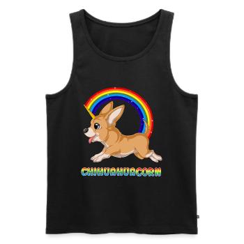 Playful Chihuahuacorn with Rainbow - Men's Premium Organic Tank Top - black - Front - AI Model Male 178 light (178cm)