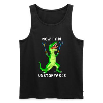 Dinosaure maintenant je suis inarrêtable Drôle Préhistorique - Débardeur bio Premium Homme - noir - Devant - Michal (187cm)