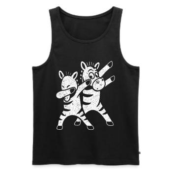 Funny Dancing Zebras Dabbing - Men's Premium Organic Tank Top - black - Front - AI Model Male 178 light (178cm)