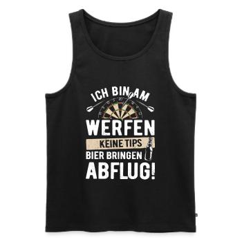 Fléchettes - Je lance, pas de pourboire, apporte de la bière - Débardeur bio Premium Homme - noir - Devant - Michal (187cm)