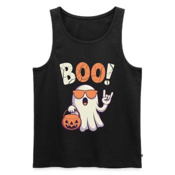 Bouh ! Un design fantôme cool pour les fans d'Halloween - Débardeur bio Premium Homme - noir - Devant - Michal (187cm)