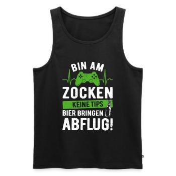 Gamer - Je joue, pas de pourboire, apporte de la bière - Débardeur bio Premium Homme - noir - Devant - Michal (187cm)