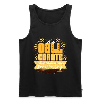 Braille Teacher Braille Lets Cell-Ebrate - Men's Premium Organic Tank Top - black - Front - AI Model Male 178 light (178cm)