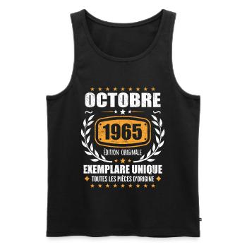Vintage Octobre 1965, Cadeau Rétro Octobre 1965 - Débardeur bio Premium Homme - noir - Devant - Michal (187cm)