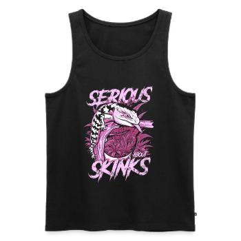 Gardien de reptiles sérieux au sujet des scinques à langue bleue - Débardeur bio Premium Homme - noir - Devant - Michal (187cm)
