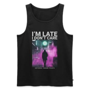 In the Late I Dont Care watch streetwear style - Men's Premium Organic Tank Top - black - Front - Michal (187cm)