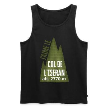 COL DE L’ISERAN ALT 2770 meters - Men's Premium Organic Tank Top - black - Front - AI Model Male 178 light (178cm)