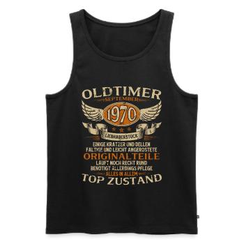 55th birthday gift vintage car September 1970 - Men's Premium Organic Tank Top - black - Front - AI Model Male 178 light (178cm)