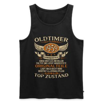 66. Geburtstag Geschenk Oldtimer September 1959 - Männer Premium Bio Tank Top - Schwarz - Vorne - AI Model Male 178 light (178cm)