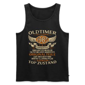 40th Birthday Gift Classic Car September 1985 - Men's Premium Organic Tank Top - black - Front - Michal (187cm)