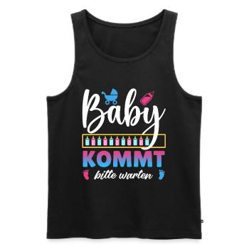 Soon Mom BABY COMING PLEASE WAIT Funny - Men's Premium Organic Tank Top - black - Front - Michal (187cm)