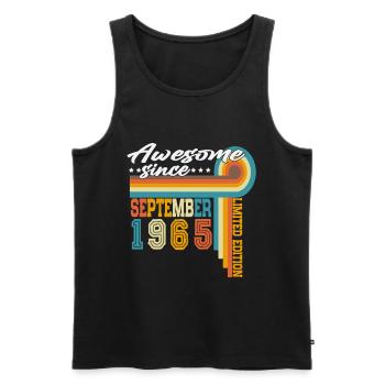Vintage September 1965 Vintage Retro Birthday - Men's Premium Organic Tank Top - black - Front - AI Model Male 178 light (178cm)