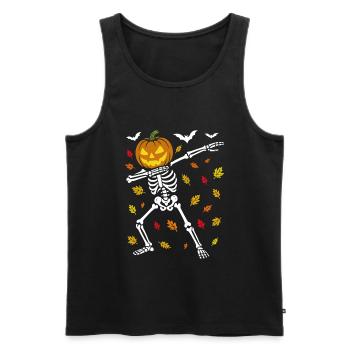 Halloween Dab Dance Skeleton - Dabbing Autumn - Men's Premium Organic Tank Top - black - Front - AI Model Male 178 light (178cm)