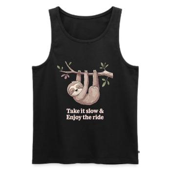 Take it slow &amp; enjoy the journey sloth - Men's Premium Organic Tank Top - black - Front - AI Model Male 178 light (178cm)
