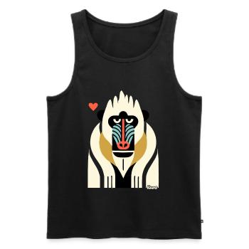 Bold Tribal Mandrill Monkey Illustration - Men's Premium Organic Tank Top - black - Front - AI Model Male 178 light (178cm)