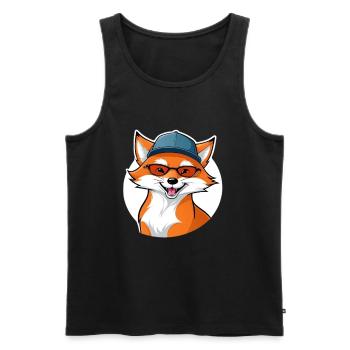 witziger Fuchs mit Brille und Cap - Männer Premium Bio Tank Top - Schwarz - Vorne - AI Model Male 178 light (178cm)