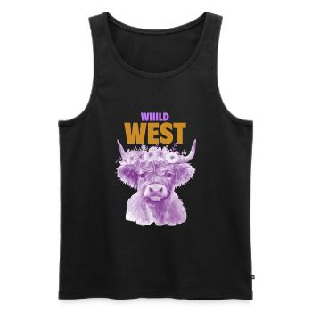 WILD WEST COW VIOLET - Men's Premium Organic Tank Top - black - Front - AI Model Male 178 light (178cm)