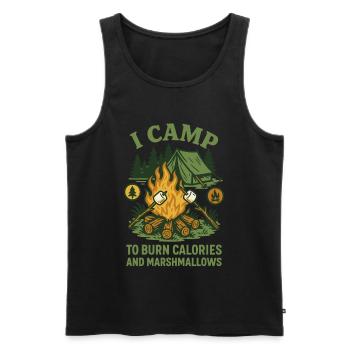 I Camp To Burn Calories And Marshmallows - Men's Premium Organic Tank Top - black - Front - AI Model Male 178 light (178cm)